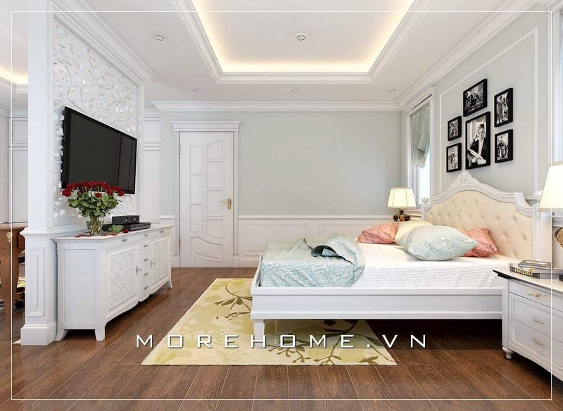 Mẫu gường ngủ gỗ tự nhiên màu trắng thanh lịch, sang trọng là gợi ý hoàn hảo cho phòng ngủ Master hay cặp vợ chồng trẻ, vợ chồng mới cưới